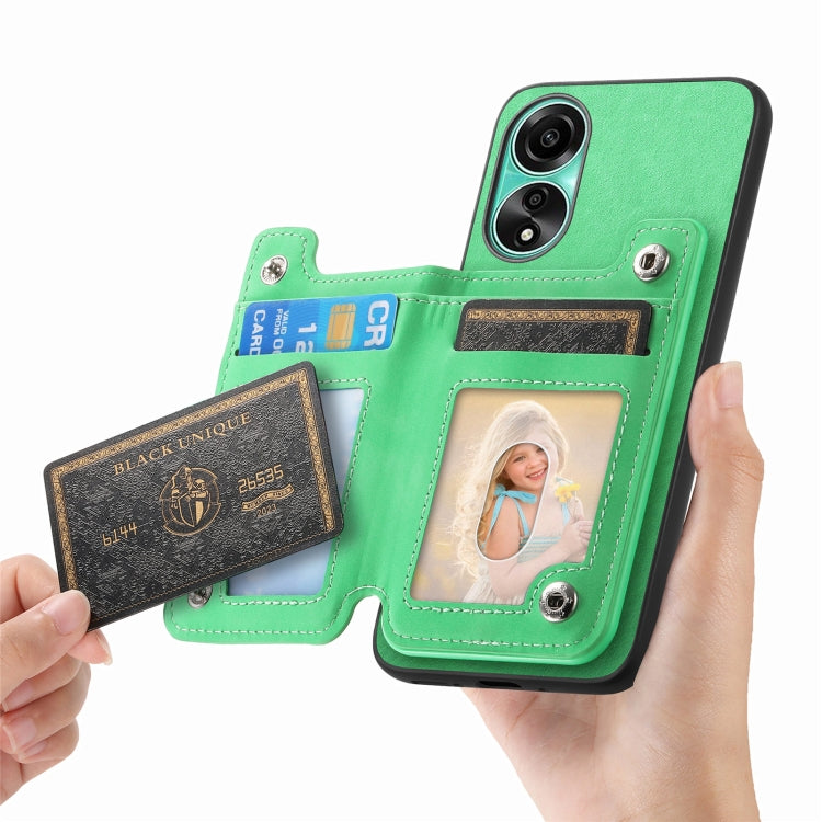 For OPPO A58 4G Retro MagSafe Zipper Wallet Card Bag Back Phone Case