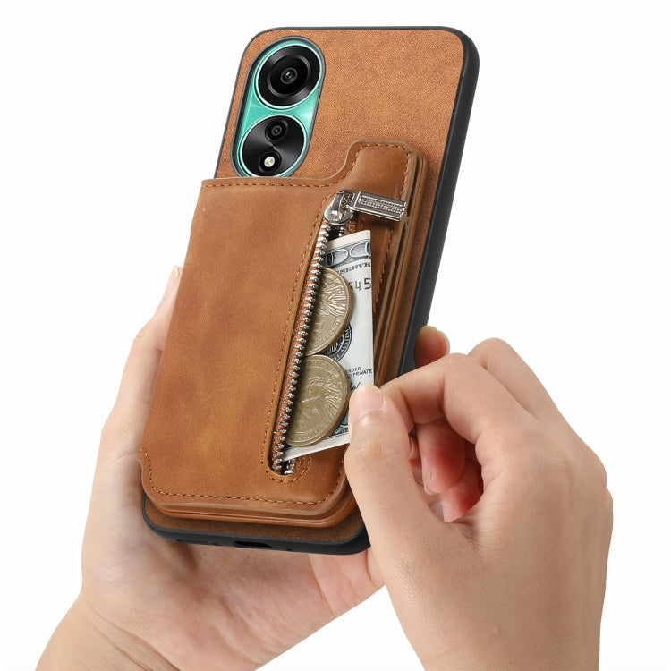 For OPPO Reno10 Pro+ 5G Retro MagSafe Zipper Wallet Card Bag Back Phone Case