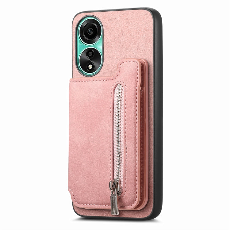 For OPPO Reno8 T / A1 Pro Retro MagSafe Zipper Wallet Card Bag Back Phone Case
