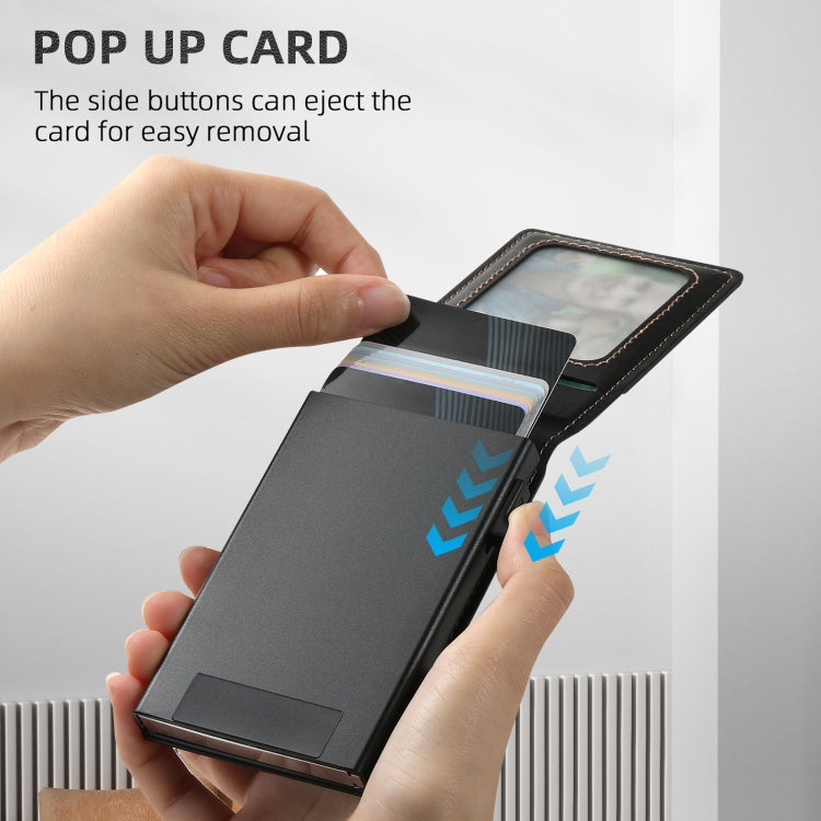 For Samsung Galaxy S22 Ultra 5G Suteni H19 Oil Wax 2-in-1 MagSafe Removable Card Box Back Phone Case