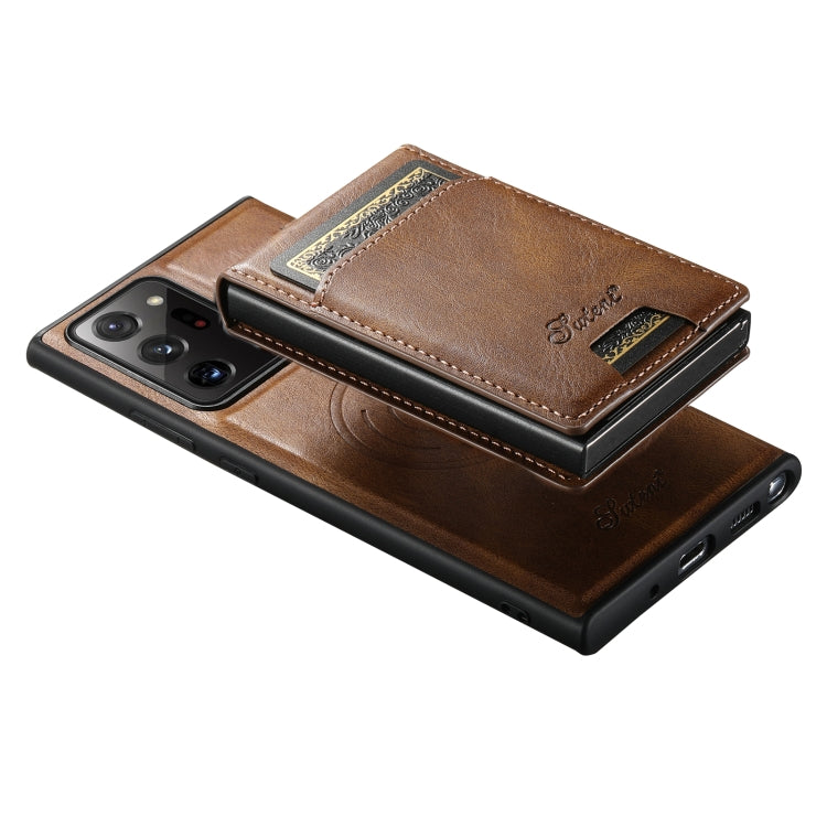 For Samsung Galaxy Note20 Ultra 5G Suteni H19 Oil Wax 2-in-1 MagSafe Removable Card Box Back Phone Case
