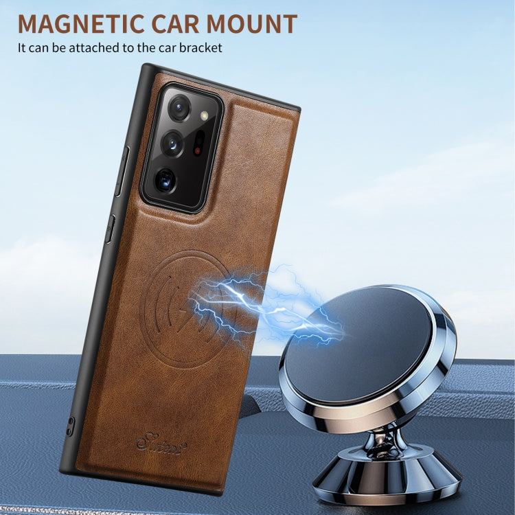 For Samsung Galaxy Note20 Ultra 5G Suteni H19 Oil Wax 2-in-1 MagSafe Removable Card Box Back Phone Case