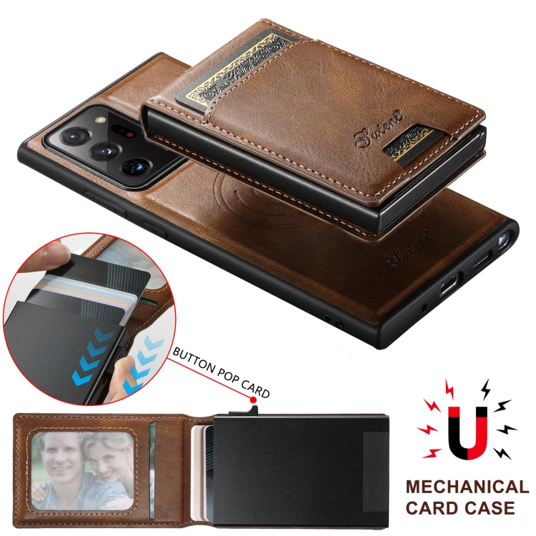 For Samsung Galaxy Note20 5G Suteni H19 Oil Wax 2-in-1 MagSafe Removable Card Box Back Phone Case