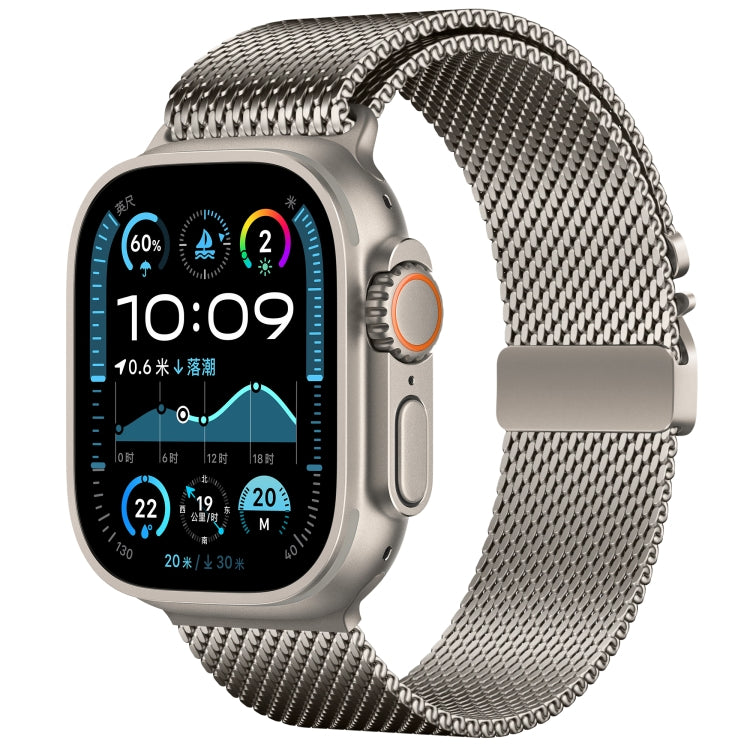 For Apple Watch 46mm / 49mm / 45mm / 44mm Umbrella Buckle Think Milanese Plate Stainless Steel Paracord Buckle Watch Band