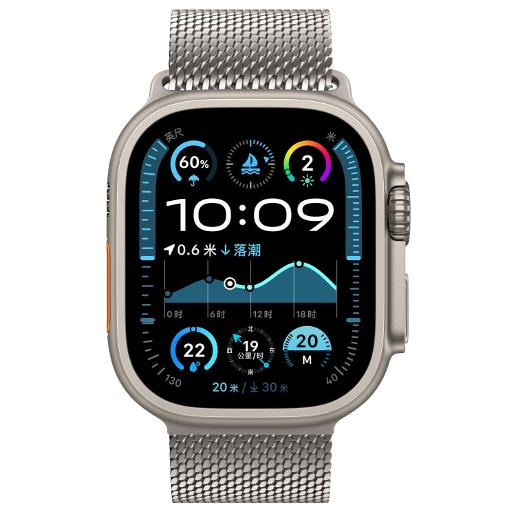 For Apple Watch 46mm / 49mm / 45mm / 44mm Umbrella Buckle Think Milanese Plate Stainless Steel Paracord Buckle Watch Band