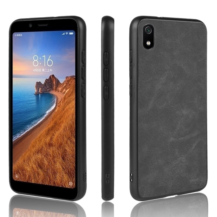 Shockproof Sheep Skin PC + PU + TPU Case for Xiaomi Redmi 7A(Black)