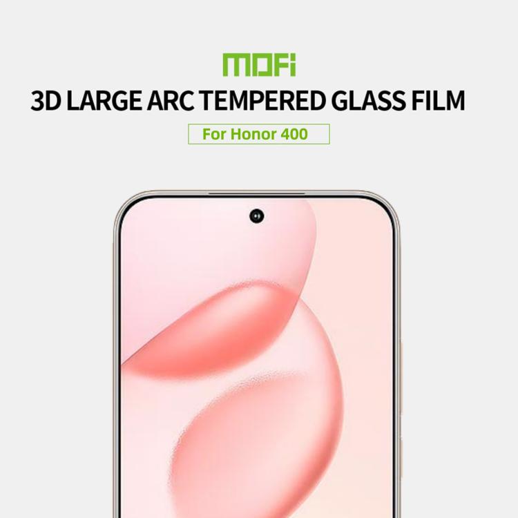 For Honor 400 Global 156.5mm MOFI 9H 3D Explosion-proof Curved Screen Tempered Glass Film - Black