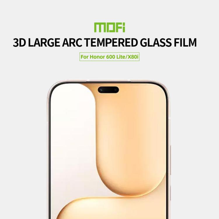 For Honor 600 Lite Global / X80i MOFI 9H 3D Explosion-proof Curved Screen Tempered Glass Film - Black