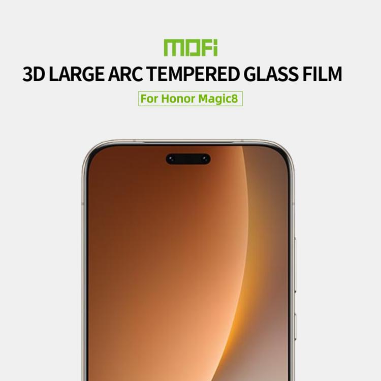 For Honor Magic8 Unlock MOFI 9H 3D Explosion-proof Curved Screen Tempered Glass Film - Black
