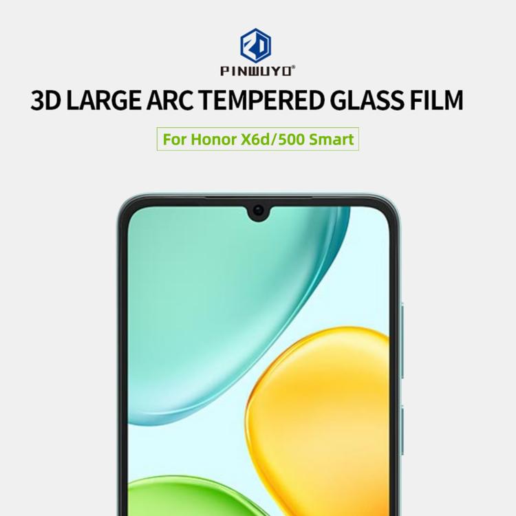 For Honor X6d / 500 Smart PINWUYO 9H 3D Curved Full Screen Explosion-proof Tempered Glass Film - Black