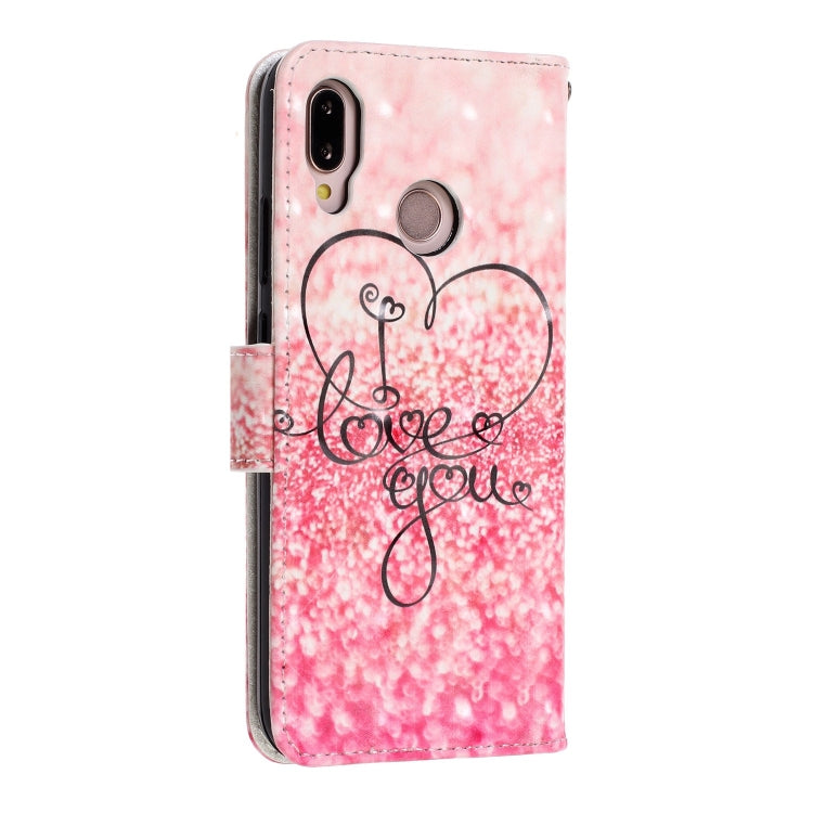 3D Visual Painting Left And Right Open Leather Case for Huawei P20 lite & Nova 3e &P9 lite 2018  , With Bracket & Card Slot & Wallet & Bracelet