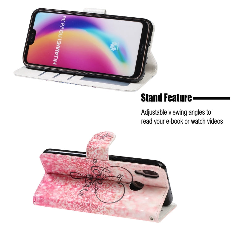 3D Visual Painting Left And Right Open Leather Case for Huawei P20 lite & Nova 3e &P9 lite 2018  , With Bracket & Card Slot & Wallet & Bracelet