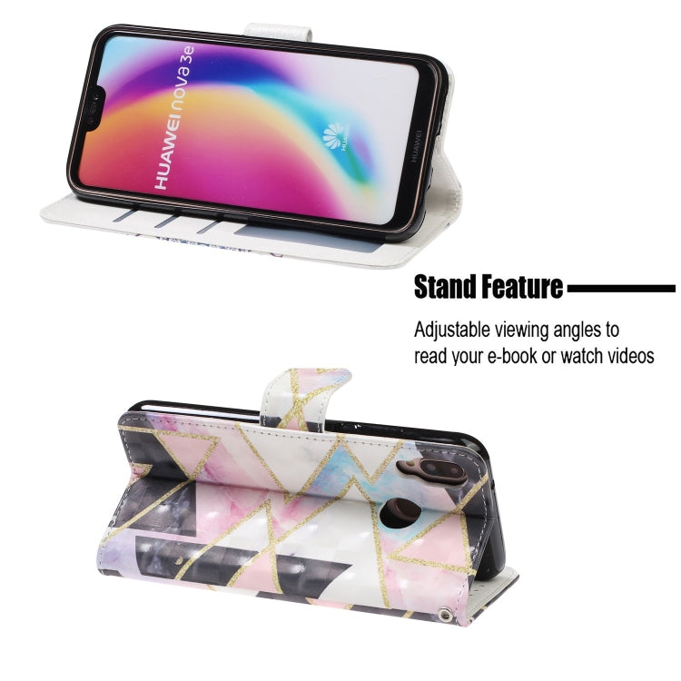 3D Visual Painting Left And Right Open Leather Case for Huawei P20 lite & Nova 3e &P9 lite 2018  , With Bracket & Card Slot & Wallet & Bracelet