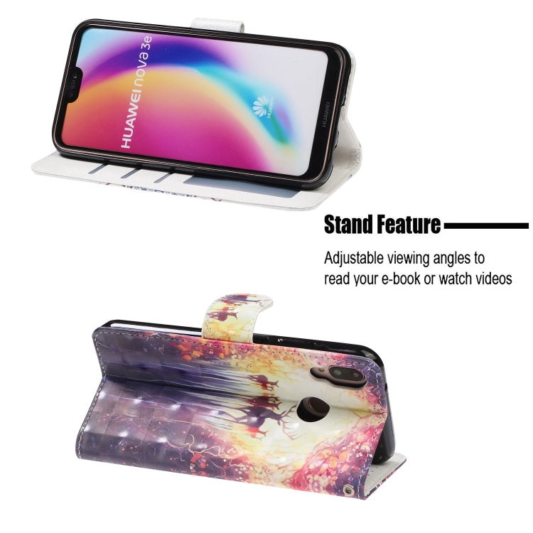 3D Visual Painting Left And Right Open Leather Case for Huawei P20 lite & Nova 3e &P9 lite 2018  , With Bracket & Card Slot & Wallet & Bracelet