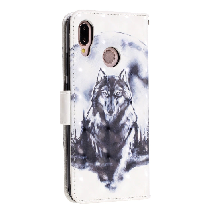 3D Visual Painting Left And Right Open Leather Case for Huawei P20 lite & Nova 3e &P9 lite 2018  , With Bracket & Card Slot & Wallet & Bracelet