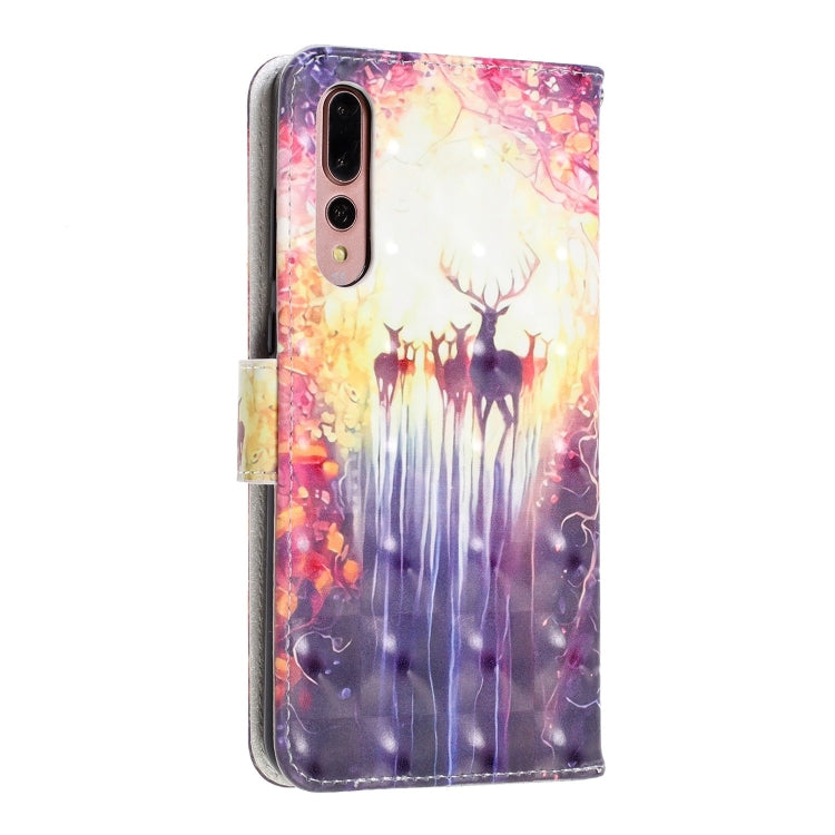 3D Visual Painting Left And Right Open Leather Case for Huawei P20 Pro& P20 Plus , With Bracket & Card Slot & Wallet & Bracelet