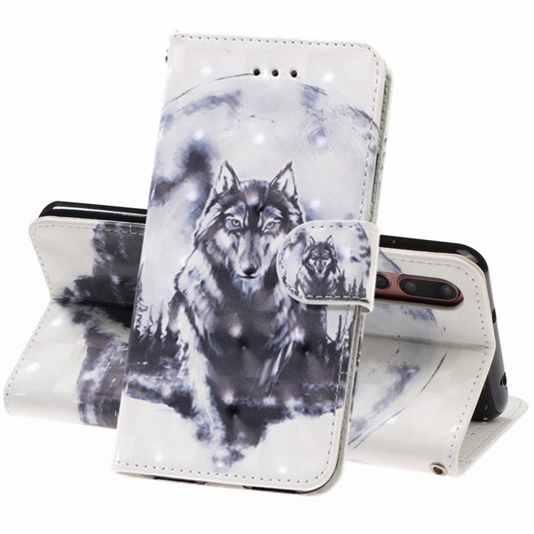 3D Visual Painting Left And Right Open Leather Case for Huawei P20 Pro& P20 Plus , With Bracket & Card Slot & Wallet & Bracelet