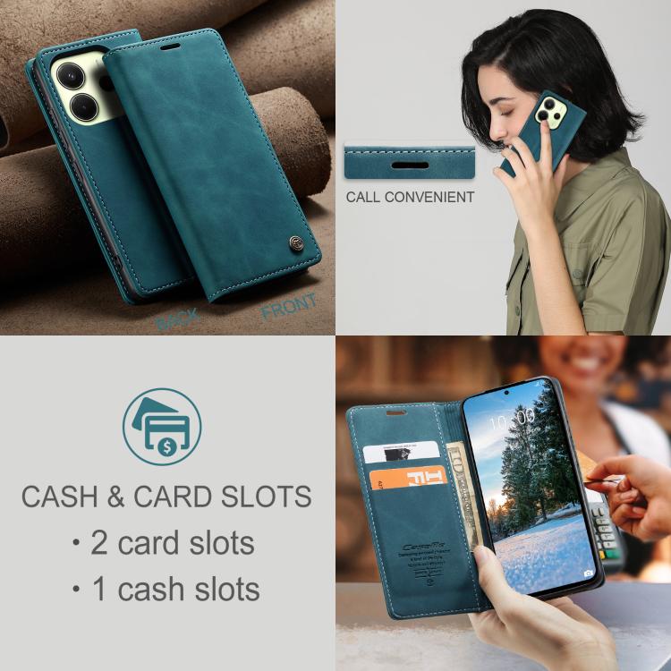 For Redmi Note 14 4G 163.25mm CaseMe 013 Multifunctional Horizontal Flip Leather Phone Case