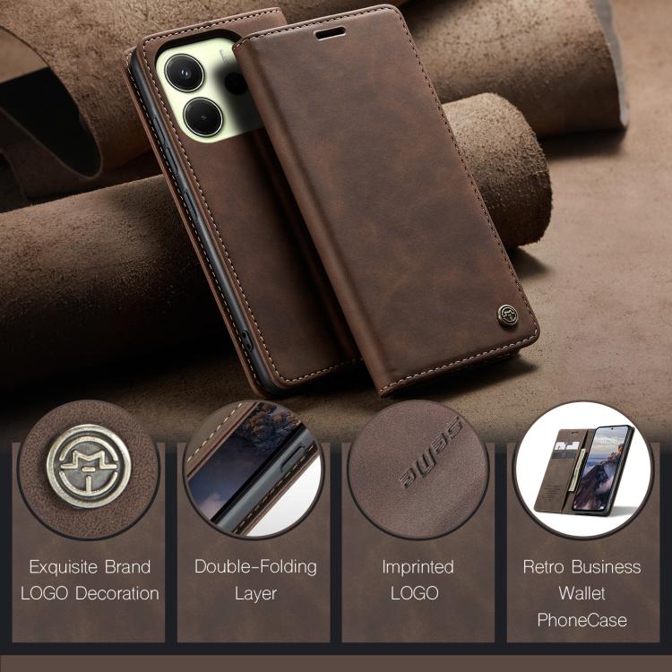 For Redmi Note 14 4G 163.25mm CaseMe 013 Multifunctional Horizontal Flip Leather Phone Case