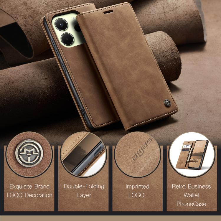 For Redmi Note 14 4G 163.25mm CaseMe 013 Multifunctional Horizontal Flip Leather Phone Case
