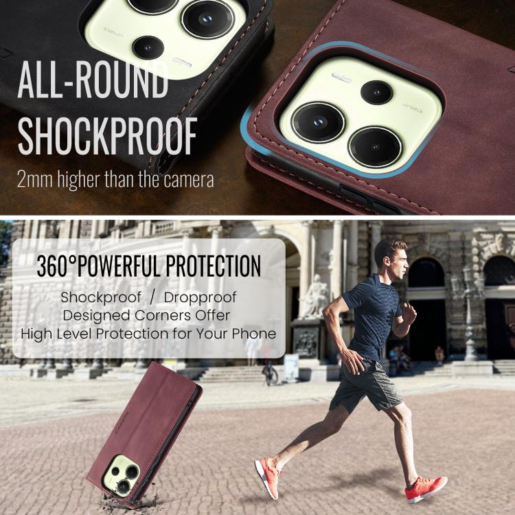 For Redmi Note 14 4G 163.25mm CaseMe 013 Multifunctional Horizontal Flip Leather Phone Case