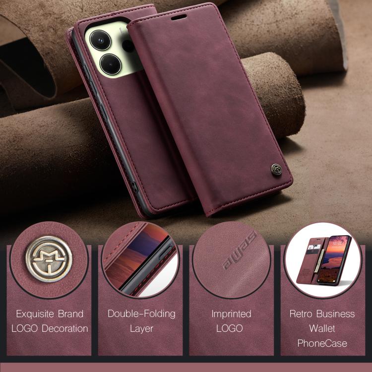 For Redmi Note 14 4G 163.25mm CaseMe 013 Multifunctional Horizontal Flip Leather Phone Case