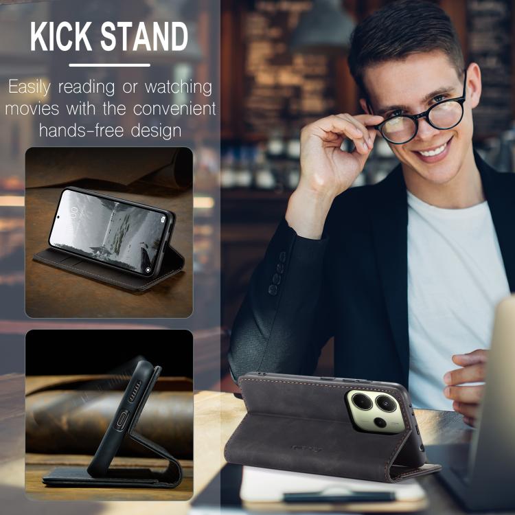 For Redmi Note 14 4G 163.25mm CaseMe 013 Multifunctional Horizontal Flip Leather Phone Case