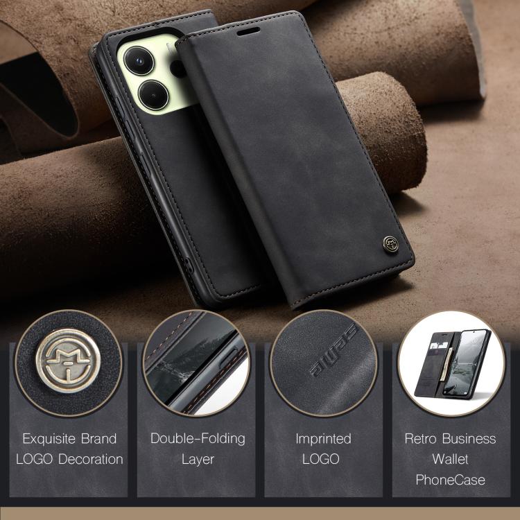 For Redmi Note 14 4G 163.25mm CaseMe 013 Multifunctional Horizontal Flip Leather Phone Case