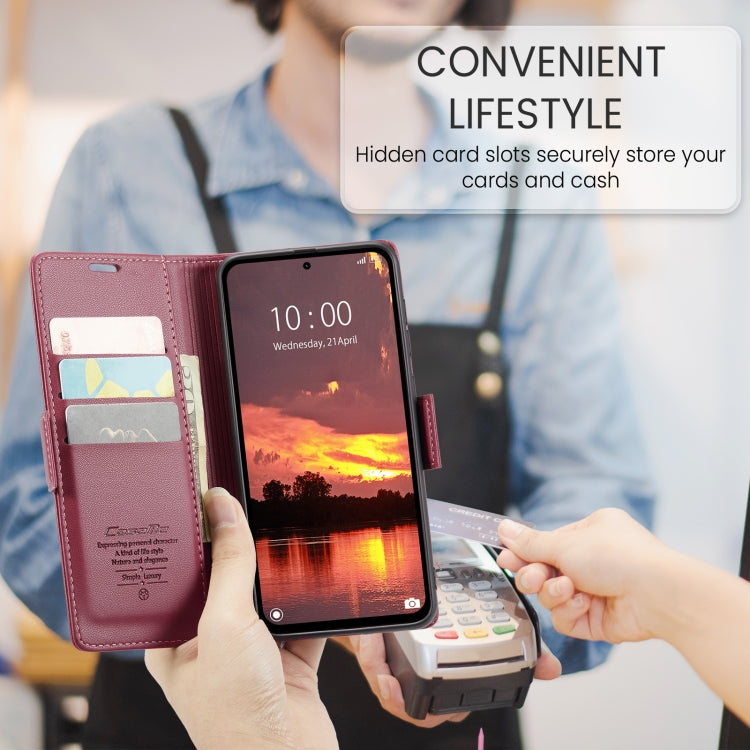 For Redmi Note 14 5G CaseMe 023 Butterfly Buckle Litchi Texture RFID Anti-theft Leather Phone Case
