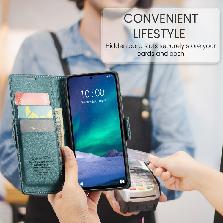 For Redmi Note 14 5G CaseMe 023 Butterfly Buckle Litchi Texture RFID Anti-theft Leather Phone Case