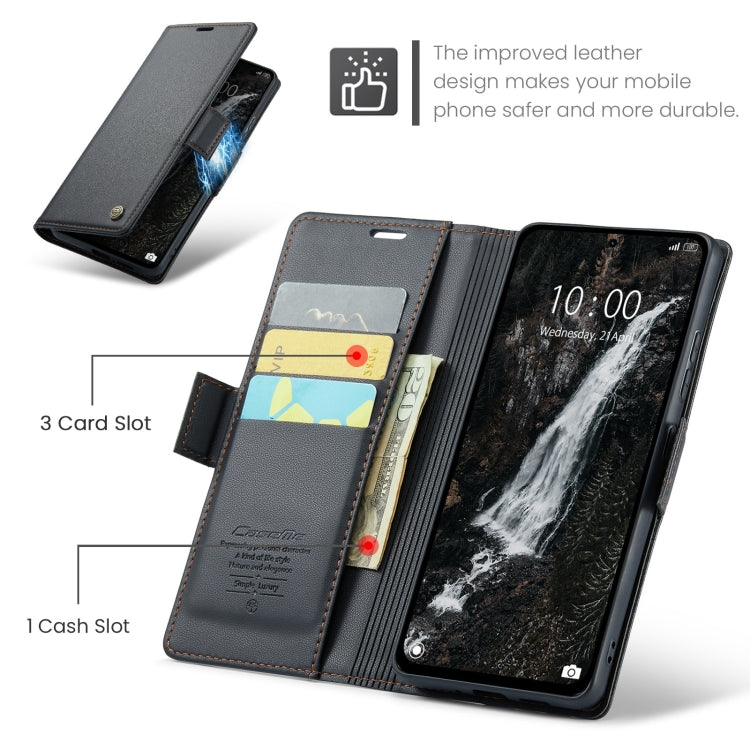 For Redmi Note 14 5G CaseMe 023 Butterfly Buckle Litchi Texture RFID Anti-theft Leather Phone Case
