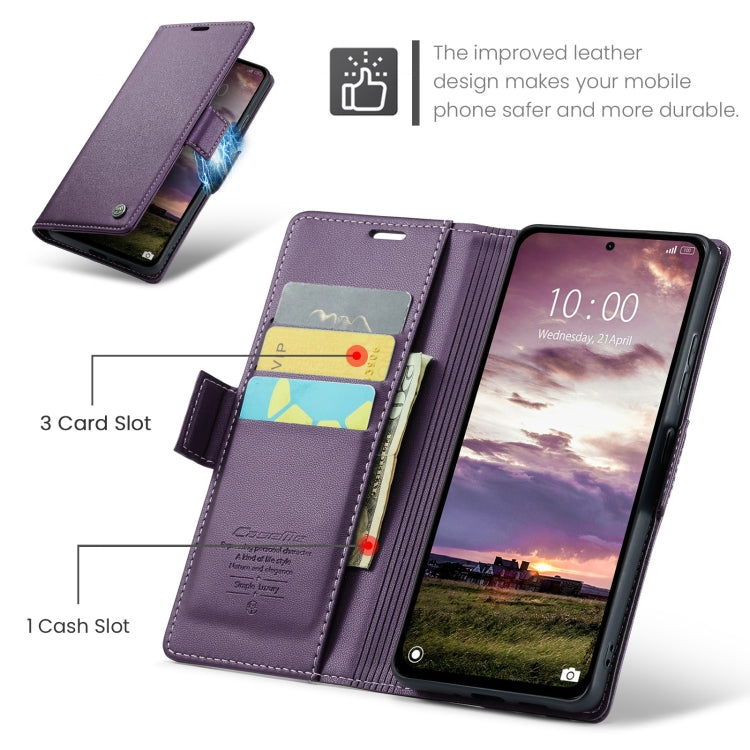 For Redmi Note 14 5G CaseMe 023 Butterfly Buckle Litchi Texture RFID Anti-theft Leather Phone Case