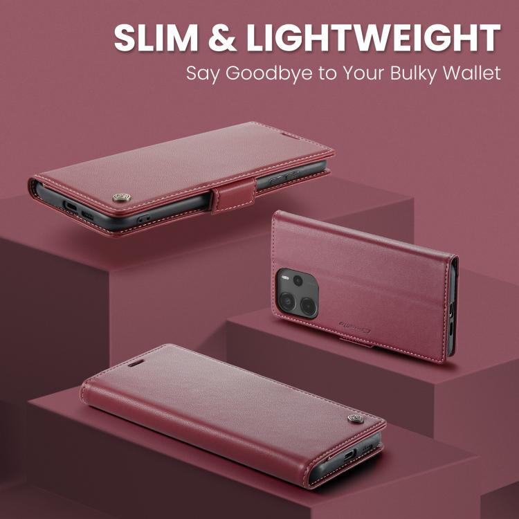 For Redmi Note 14 4G 164.84mm CaseMe 023 Butterfly Buckle Litchi Texture RFID Anti-theft Leather Phone Case