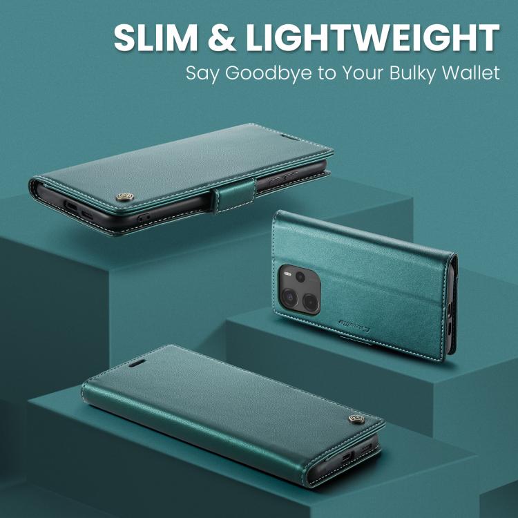 For Redmi Note 14 4G 164.84mm CaseMe 023 Butterfly Buckle Litchi Texture RFID Anti-theft Leather Phone Case