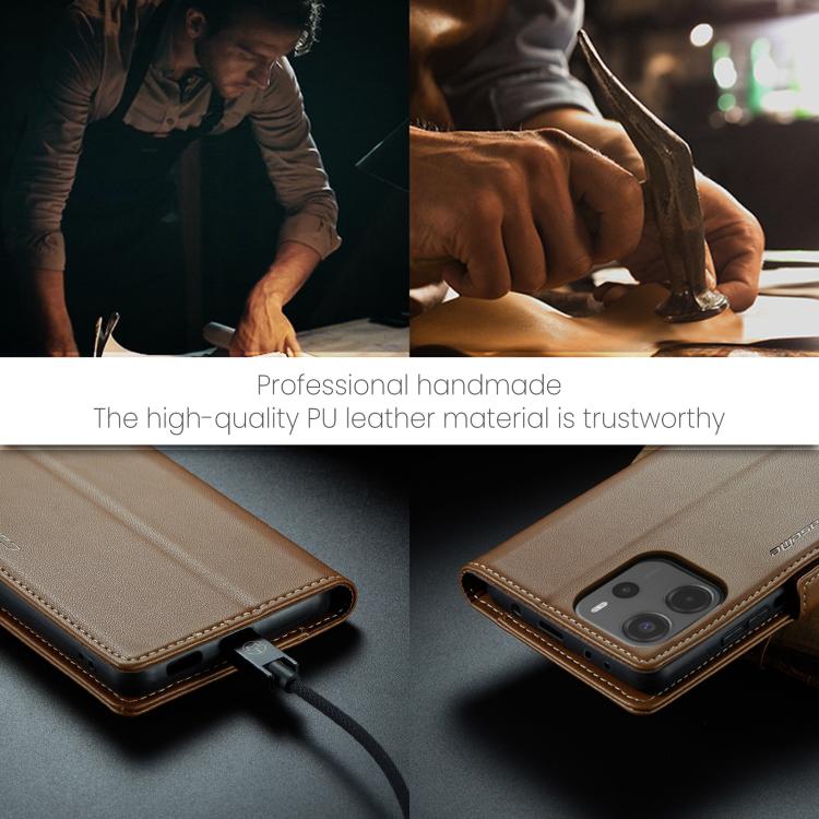For Redmi Note 14 4G 164.84mm CaseMe 023 Butterfly Buckle Litchi Texture RFID Anti-theft Leather Phone Case