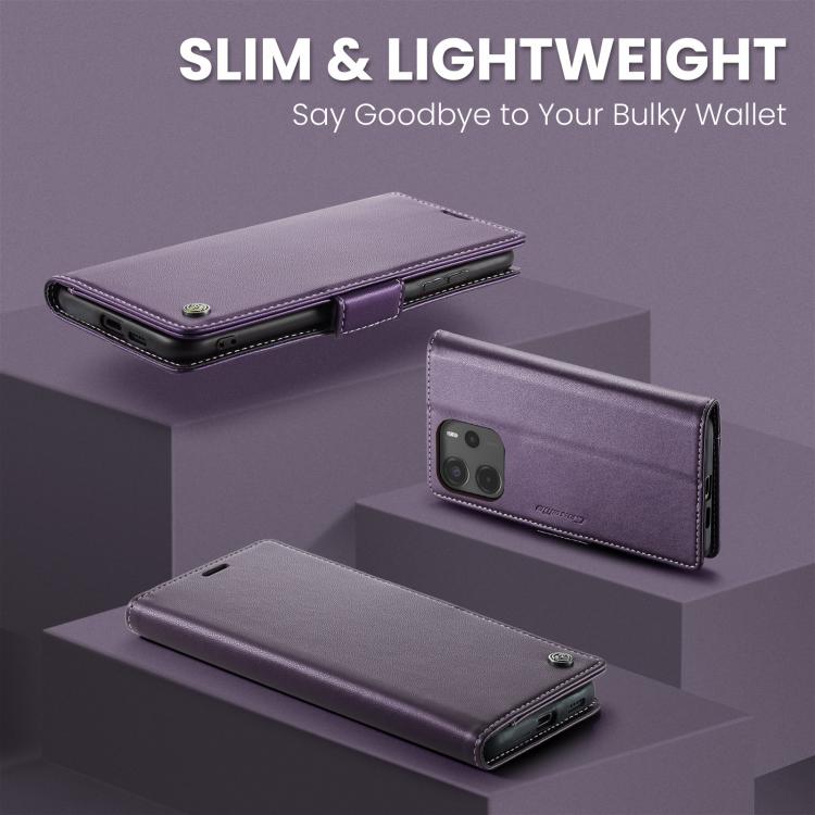 For Redmi Note 14 4G 164.84mm CaseMe 023 Butterfly Buckle Litchi Texture RFID Anti-theft Leather Phone Case