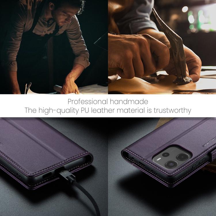 For Redmi Note 14 4G 164.84mm CaseMe 023 Butterfly Buckle Litchi Texture RFID Anti-theft Leather Phone Case