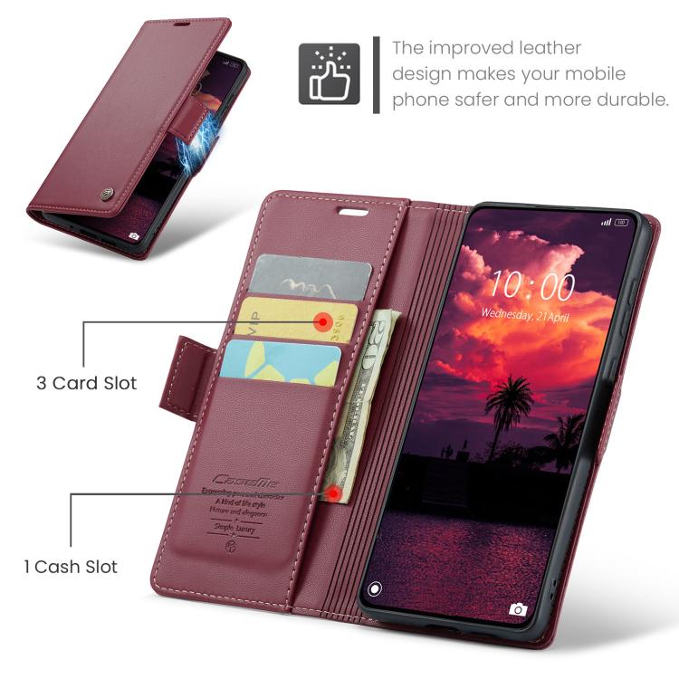 For Xiaomi Poco X7 Pro CaseMe 023 Butterfly Buckle Litchi Texture RFID Anti-theft Leather Phone Case