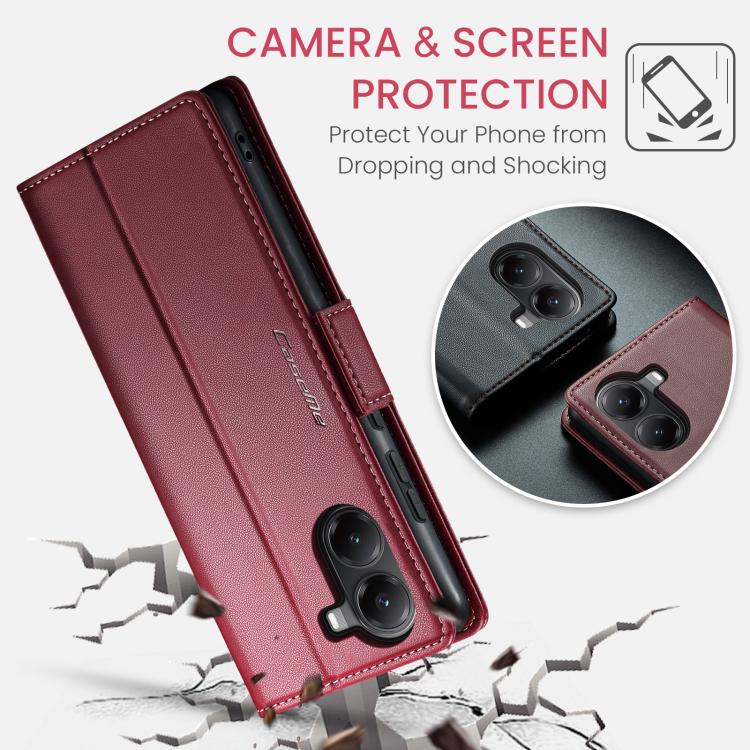 For Xiaomi Poco X7 Pro CaseMe 023 Butterfly Buckle Litchi Texture RFID Anti-theft Leather Phone Case