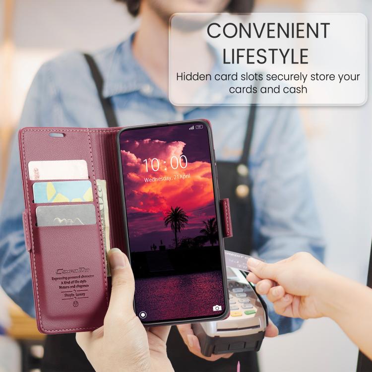 For Xiaomi Poco X7 Pro CaseMe 023 Butterfly Buckle Litchi Texture RFID Anti-theft Leather Phone Case