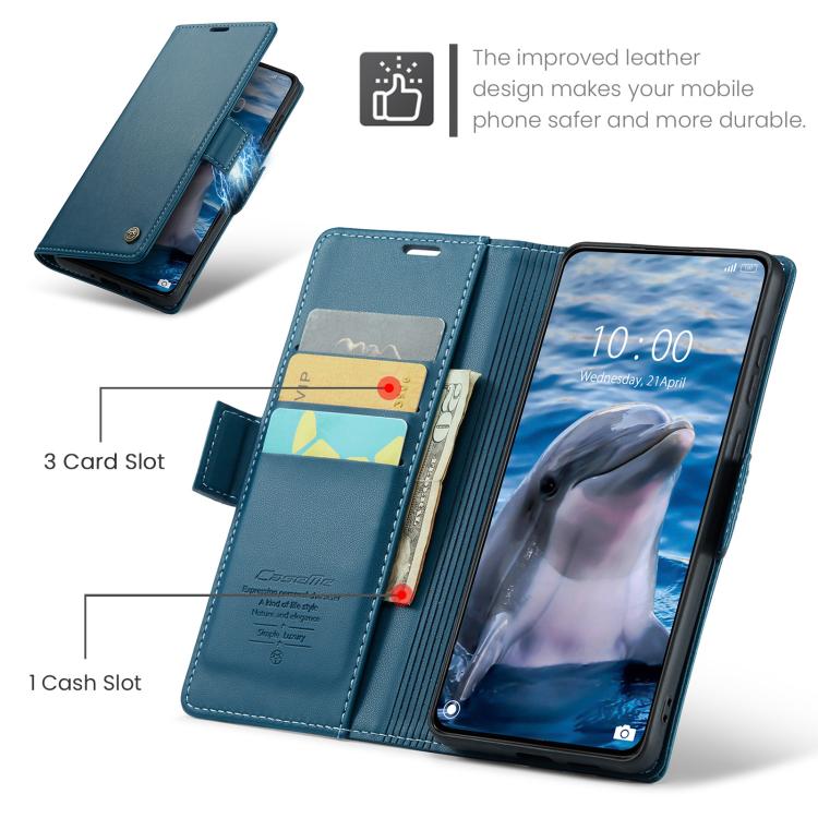 For Xiaomi Poco X7 Pro CaseMe 023 Butterfly Buckle Litchi Texture RFID Anti-theft Leather Phone Case