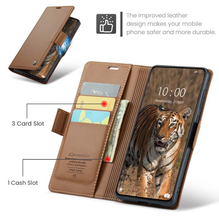 For Xiaomi Poco X7 Pro CaseMe 023 Butterfly Buckle Litchi Texture RFID Anti-theft Leather Phone Case