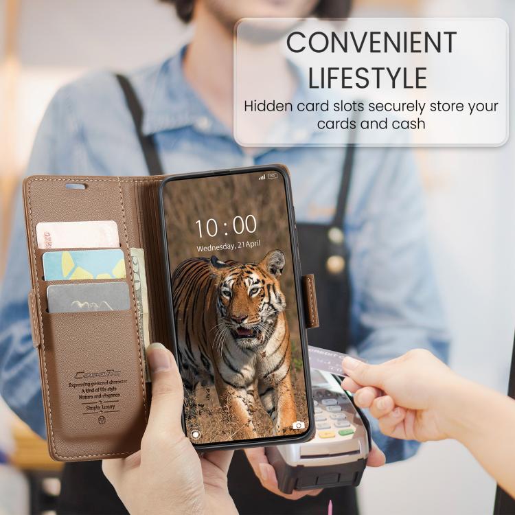 For Xiaomi Poco X7 Pro CaseMe 023 Butterfly Buckle Litchi Texture RFID Anti-theft Leather Phone Case