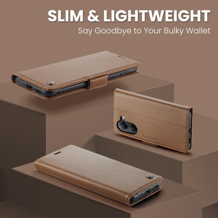 For Xiaomi Poco X7 Pro CaseMe 023 Butterfly Buckle Litchi Texture RFID Anti-theft Leather Phone Case