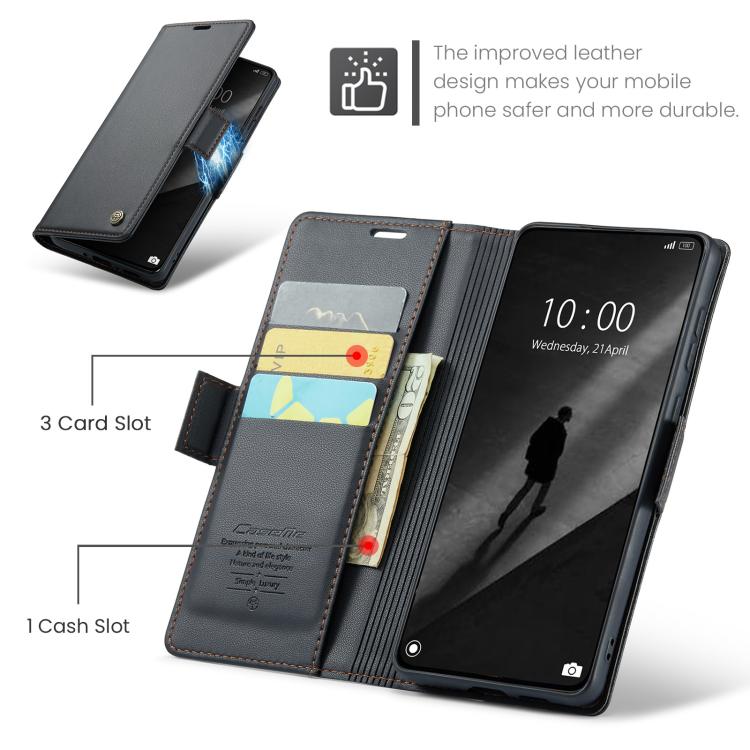 For Xiaomi Poco X7 Pro CaseMe 023 Butterfly Buckle Litchi Texture RFID Anti-theft Leather Phone Case