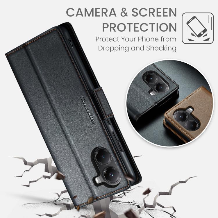 For Xiaomi Poco X7 Pro CaseMe 023 Butterfly Buckle Litchi Texture RFID Anti-theft Leather Phone Case