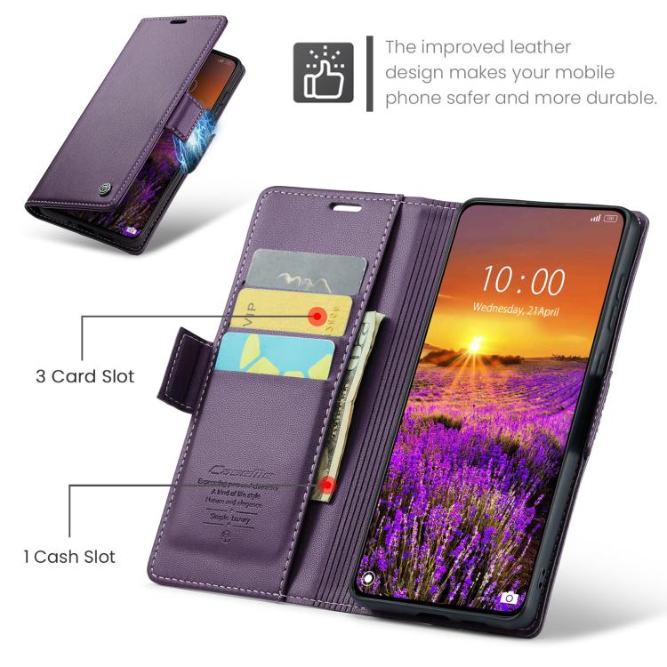 For Xiaomi Poco X7 Pro CaseMe 023 Butterfly Buckle Litchi Texture RFID Anti-theft Leather Phone Case