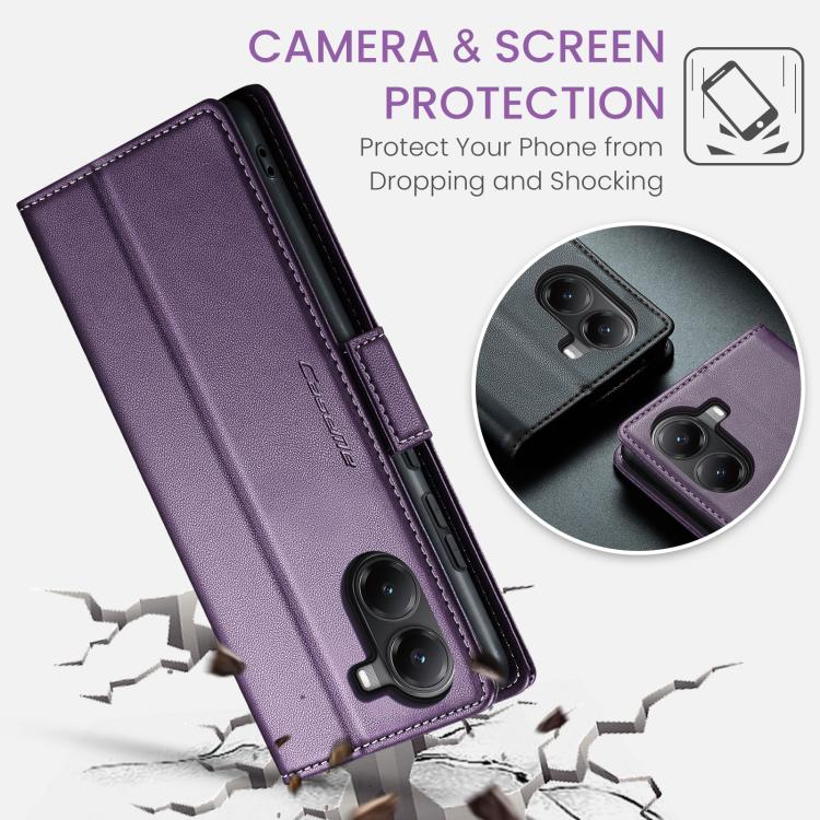 For Xiaomi Poco X7 Pro CaseMe 023 Butterfly Buckle Litchi Texture RFID Anti-theft Leather Phone Case