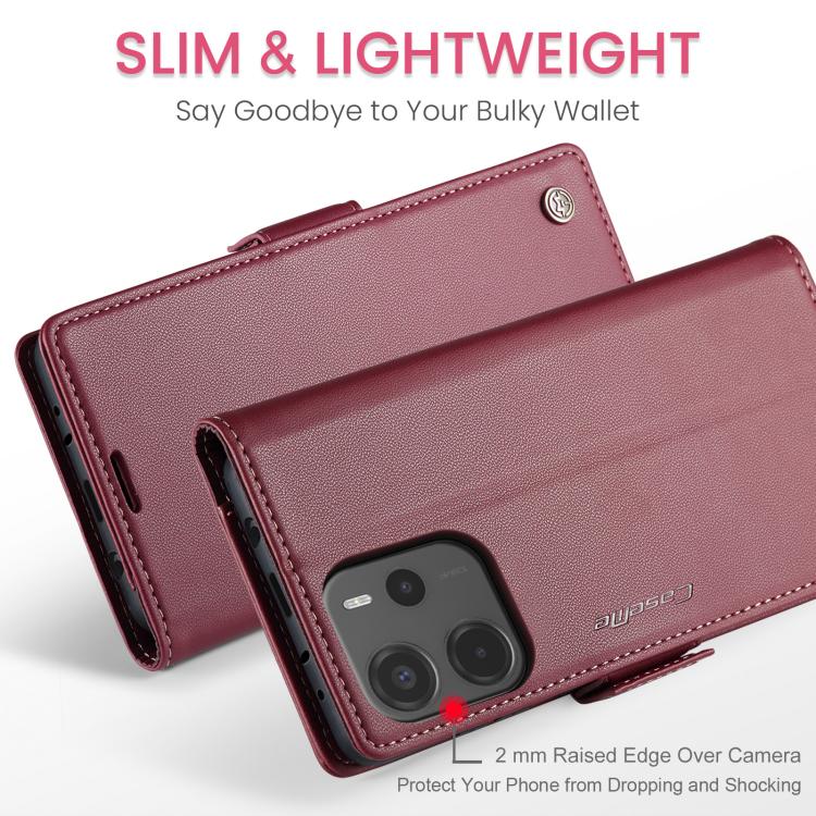 For Redmi Note 14 4G 163.25mm CaseMe 023 Butterfly Buckle Litchi Texture RFID Anti-theft Leather Phone Case