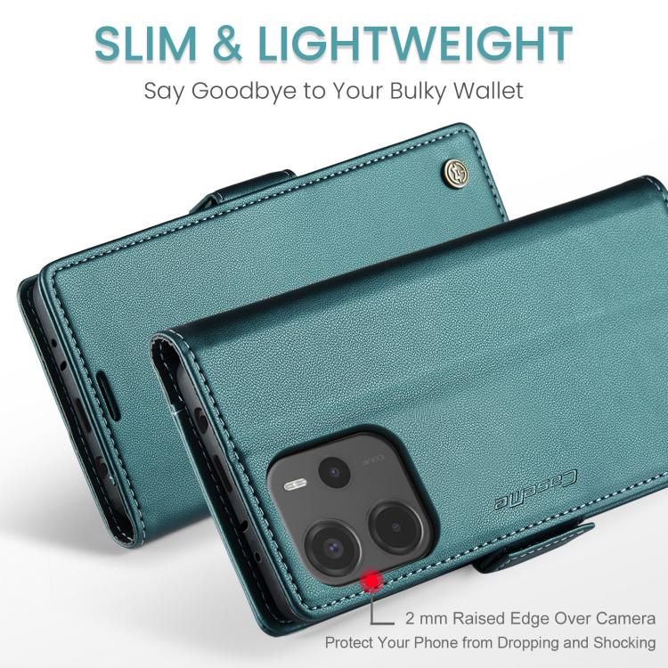 For Redmi Note 14 4G 163.25mm CaseMe 023 Butterfly Buckle Litchi Texture RFID Anti-theft Leather Phone Case